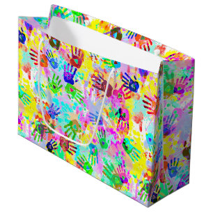 Grand Sac Cadeau holiES - mains éclaboussures colorées grunge motif