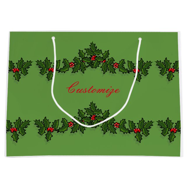 Grand Sac Cadeau Holly Branches Thunder_Cove (Devant)