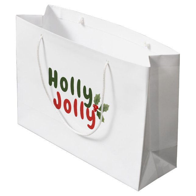 Grand Sac Cadeau Holly Jolly - Festive Fête avec Holly Icon (Dos Angle)
