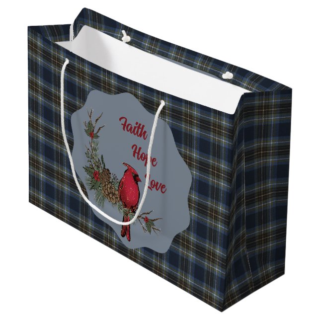 Grand Sac Cadeau Holyrood Scottish Clan Tartan  Cardinal (Devant Angle)