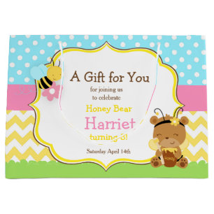 Grand Sac Cadeau Honey Bear et Bumble Bee Anniversaire