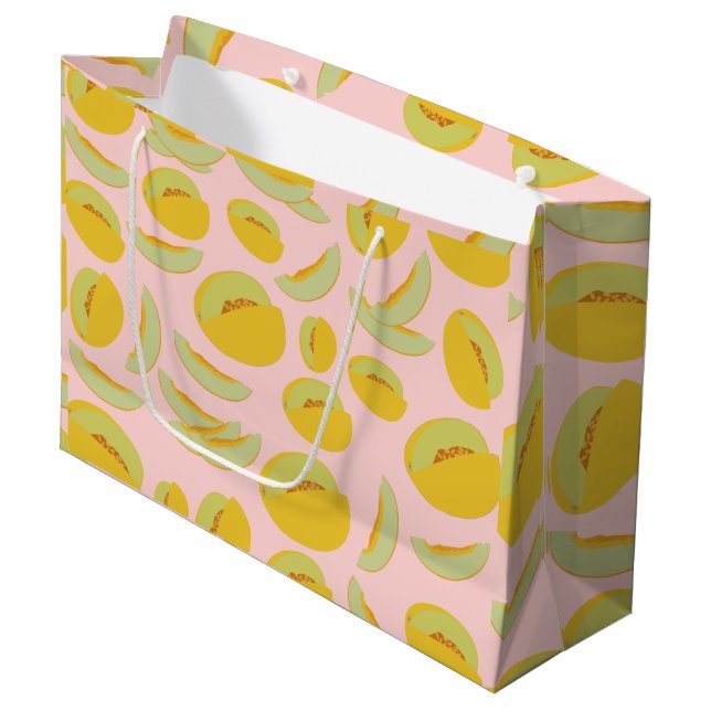 Grand Sac Cadeau Honeydew Melons Motif de fruits (Devant Angle)