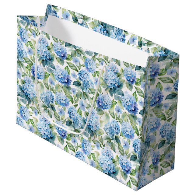 Grand Sac Cadeau Hortensia Bleu (Devant Angle)