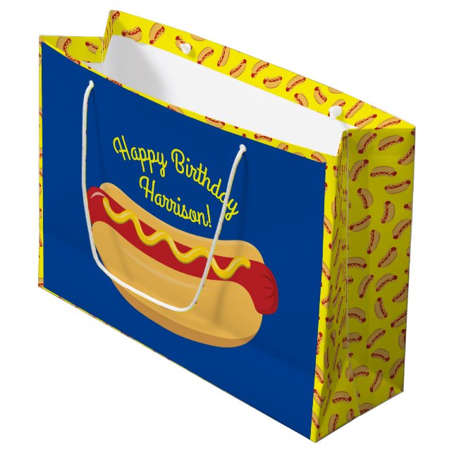 Grand Sac Cadeau Hot Dog Anniversaire de enfant Party Cuire mignonn (Devant Angle)