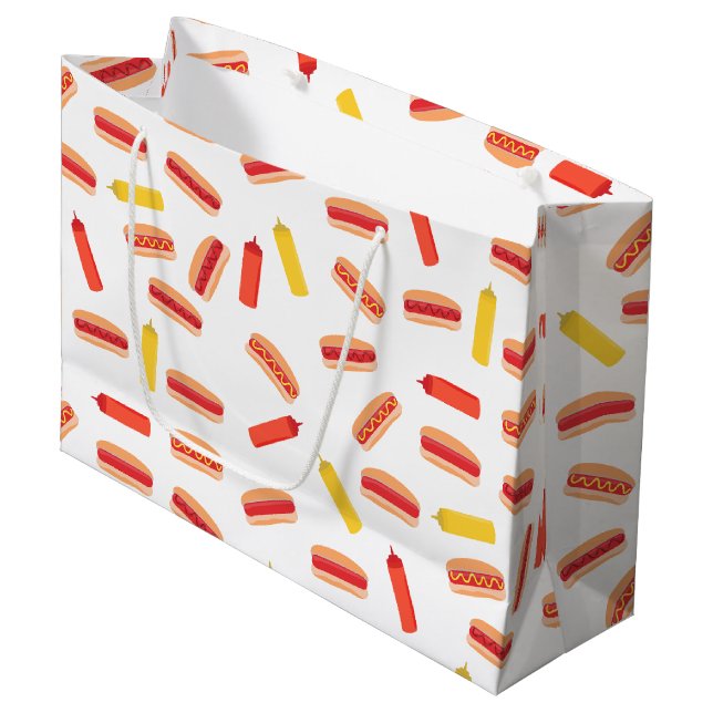 Grand Sac Cadeau Hot Dog Fast Food Motif barbecue (Devant Angle)