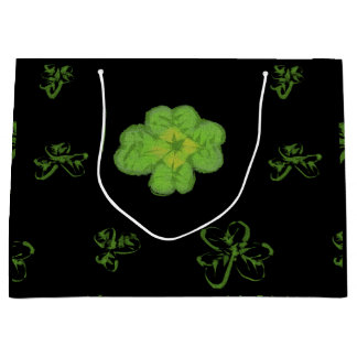 Grand Sac Cadeau Housse à quatre feuilles Noir