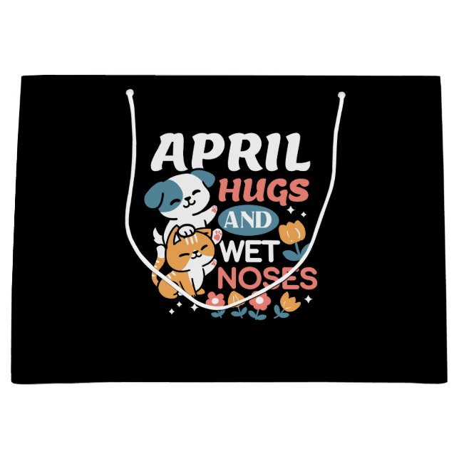 Grand Sac Cadeau Hugs, Nez Humide et Vibes de Printemps - Animaux d (Devant)