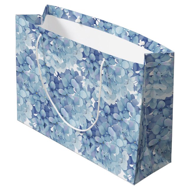 Grand Sac Cadeau Hydrangea fleurs aquarelle (Dos Angle)