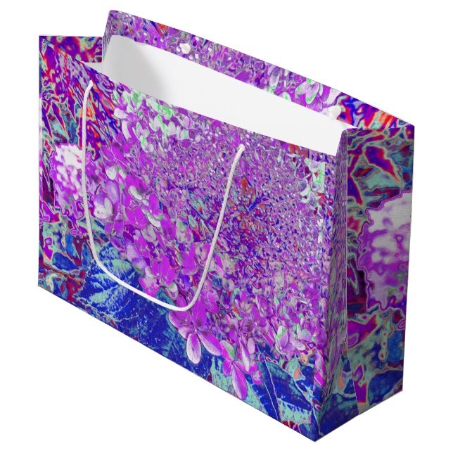 Grand Sac Cadeau Hydrangea Limelight Élégant Violet et Bleu (Devant Angle)