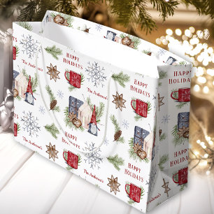 Grand Sac Cadeau Hygge Christmas Gnome Nordic Holidays Nom