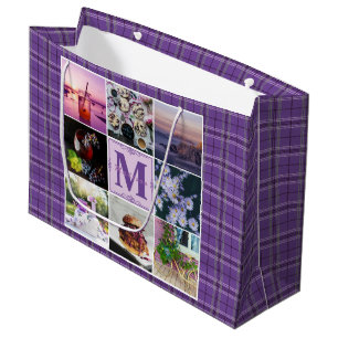 Grand Sac Cadeau Hygiène printanière Plaid Plaid De La Grille De