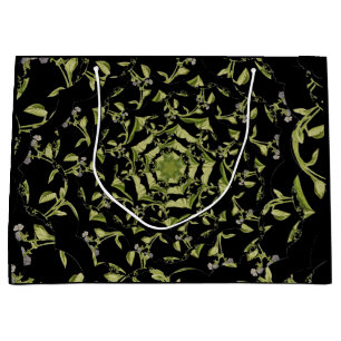 Grand Sac Cadeau Hypnose de nature verte et noire fractale