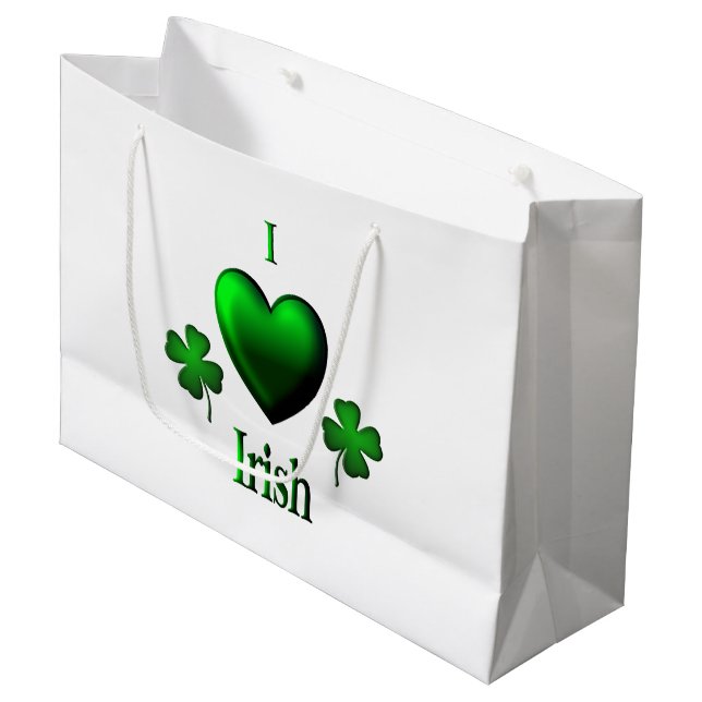 Grand Sac Cadeau I Heart Irish (Devant Angle)