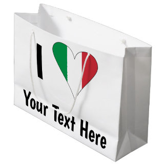 Grand Sac Cadeau I (Italian Flag Heart Love) Your Text