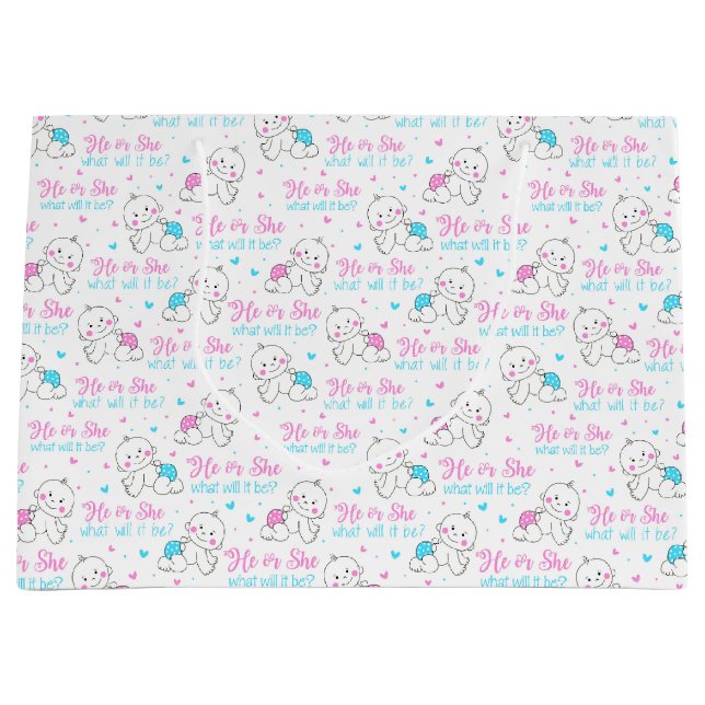 Grand Sac Cadeau Il Elle Nouveau Bébé (Devant)