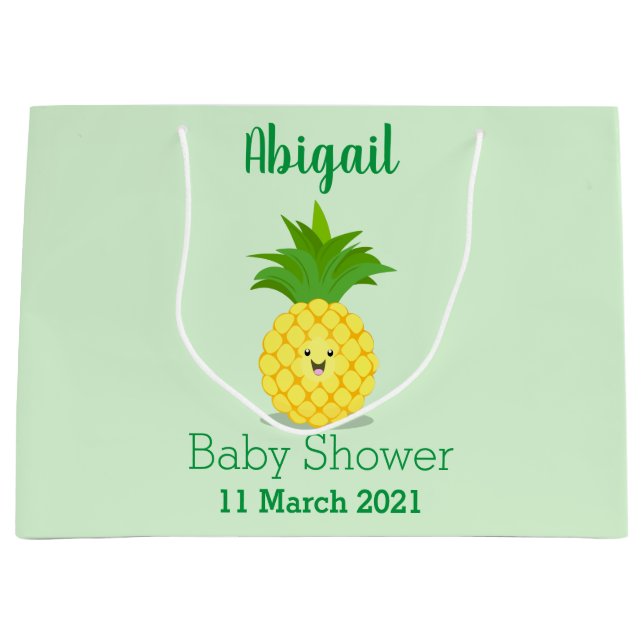 Grand Sac Cadeau Illustration d'ananas mignon (Devant)