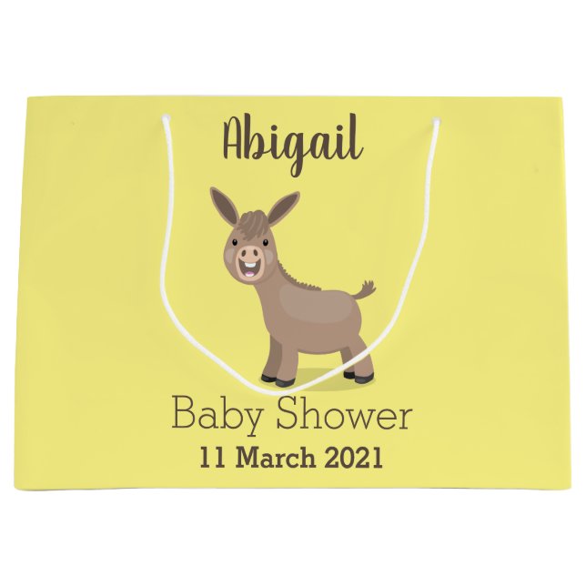 Grand Sac Cadeau Illustration d'âne miniature joyeux (Devant)