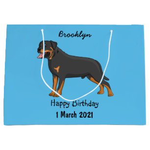Grand Sac Cadeau Illustration de chien Rottweiler