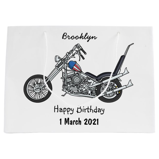 Grand Sac Cadeau Illustration de Chopper Motorcycle 1950 (Devant)