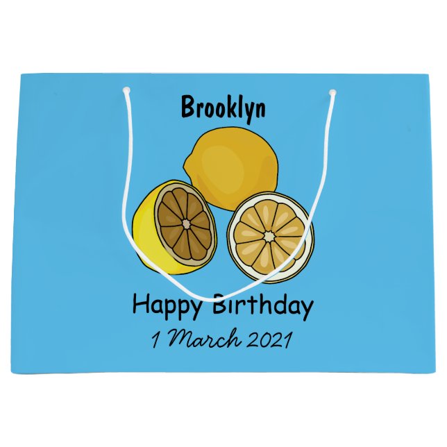 Grand Sac Cadeau Illustration de citron (Devant)