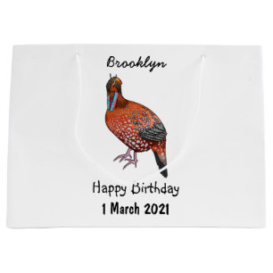 Grand Sac Cadeau illustration de dessin animé de l'oiseau tragopan