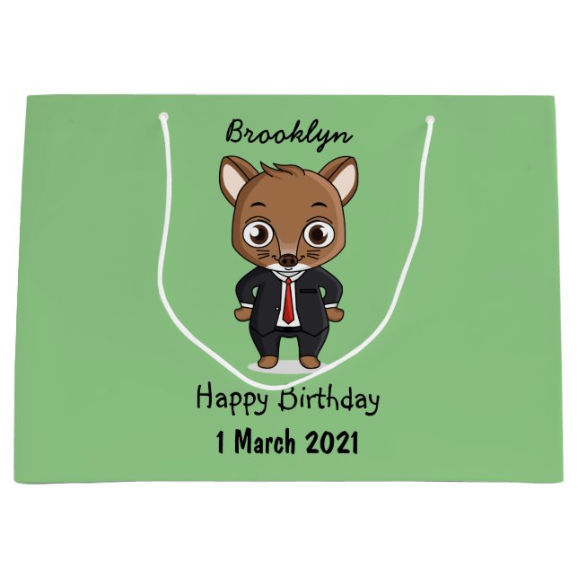 Grand Sac Cadeau Illustration de dessin animé de rat mignon (Devant)