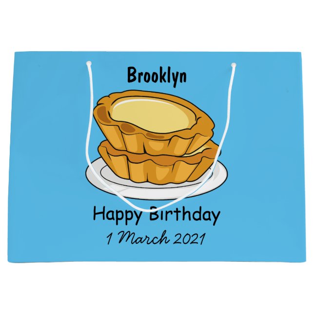 Grand Sac Cadeau Illustration de dessin animé de tarte aux œufs (Devant)