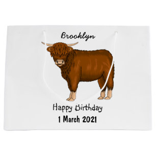 Grand Sac Cadeau illustration de dessin animé de vache des Highland