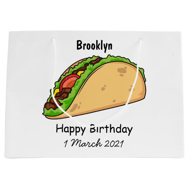 Grand Sac Cadeau Illustration de dessin sur Taco (Devant)