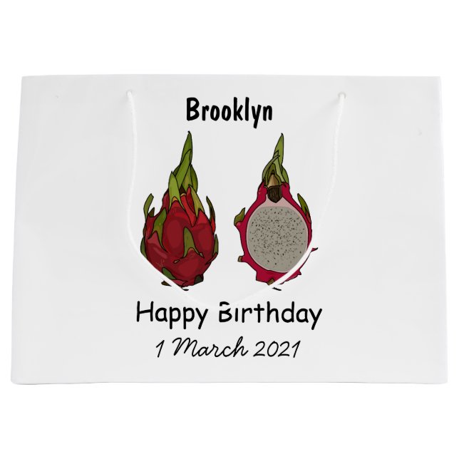 Grand Sac Cadeau Illustration de dragon fruit (Devant)