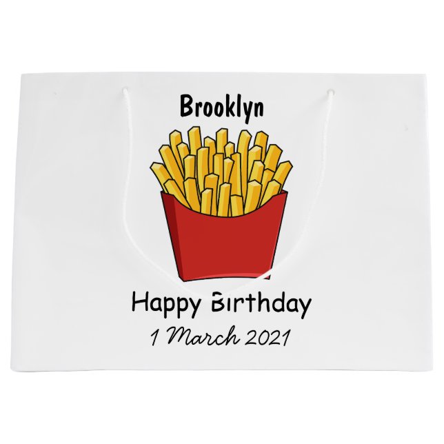 Grand Sac Cadeau Illustration de frites (Devant)