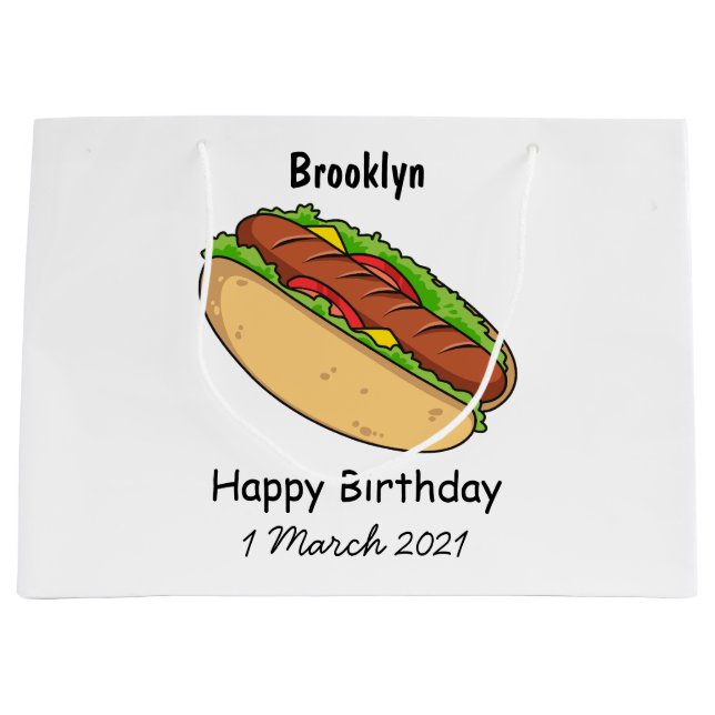 Grand Sac Cadeau Illustration de Hot dog (Devant)