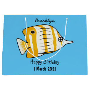 Grand Sac Cadeau Illustration de la caricature du poisson papillon 