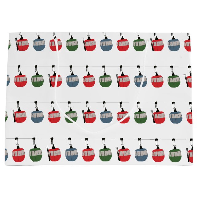 Grand Sac Cadeau Illustration de la remontée mécanique (Devant)