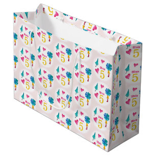 Grand Sac Cadeau Illustration de l'aquarelle fille parapluie mignon