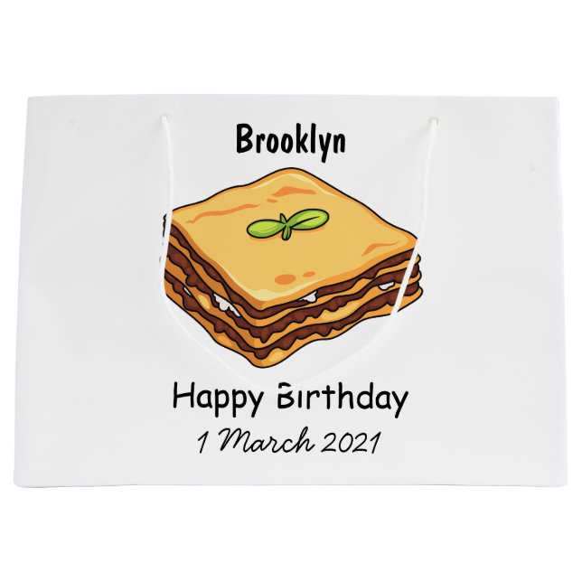 Grand Sac Cadeau Illustration de Lasagna (Devant)