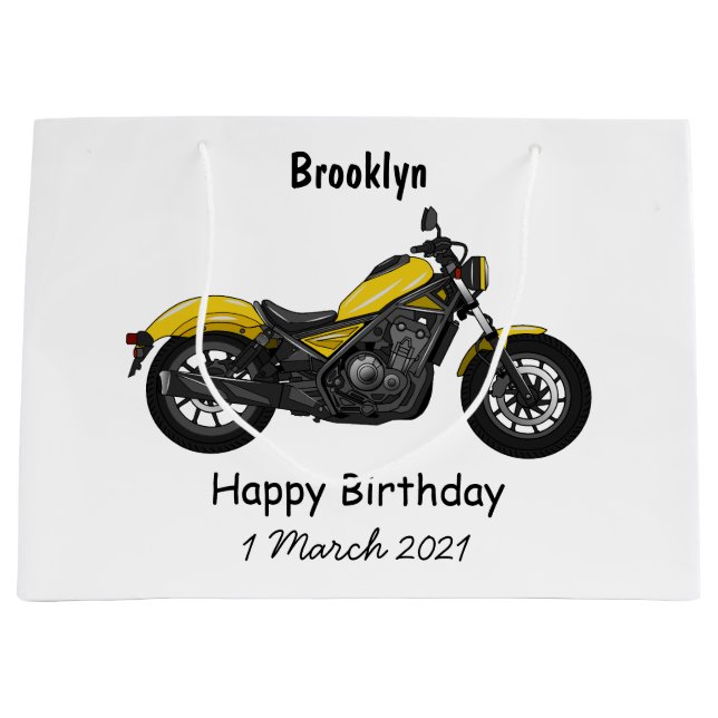 Grand Sac Cadeau Illustration de moto Cruiser (Devant)