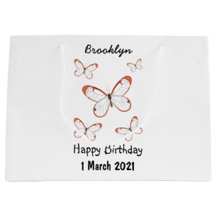 Grand Sac Cadeau Illustration de papillon en verre