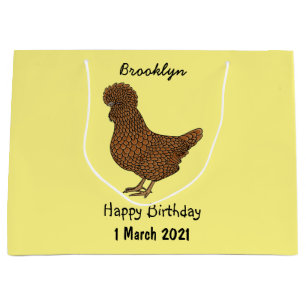 Grand Sac Cadeau Illustration de poulet à la polis chamois