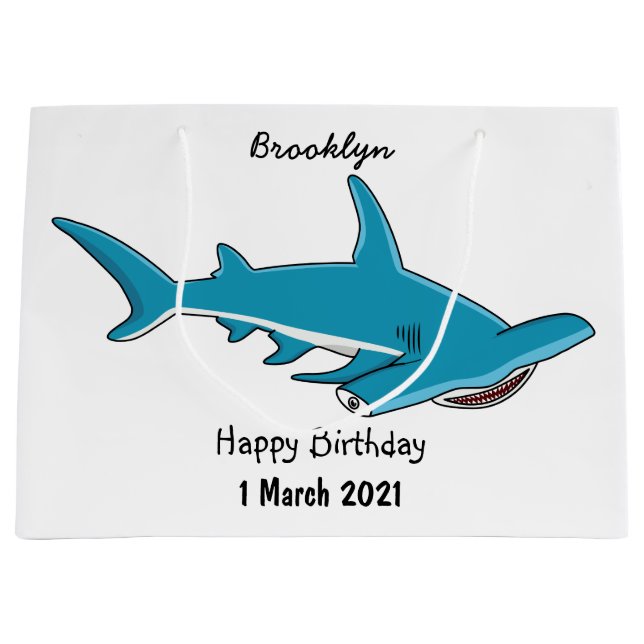 Grand Sac Cadeau Illustration de requin marteau (Devant)