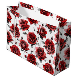 Grand Sac Cadeau Illustration de style Saint-Valentin de belles ros
