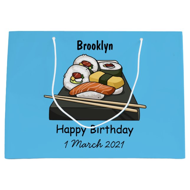 Grand Sac Cadeau Illustration de sushi (Devant)