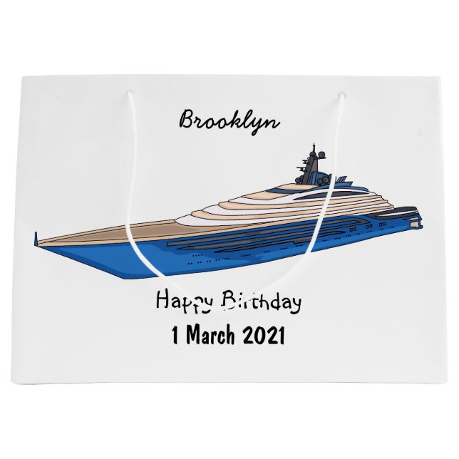 Grand Sac Cadeau Illustration de yacht (Devant)