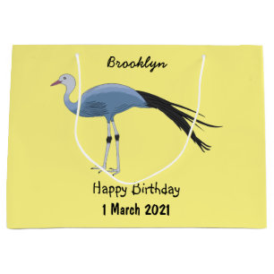 Grand Sac Cadeau Illustration d'oiseau de grue bleue