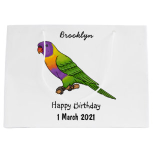 Grand Sac Cadeau Illustration d'oiseau de lorikeet arc-en-ciel