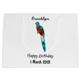 Grand Sac Cadeau Illustration d'oiseau de quetzal resplendissant