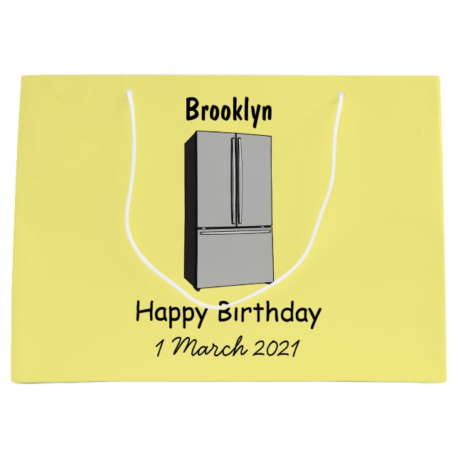 Grand Sac Cadeau Illustration du réfrigérateur de porte française (Devant)