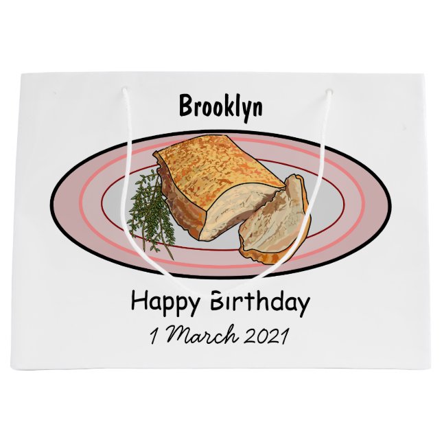 Grand Sac Cadeau Illustration du ventre de porc rôti (Devant)