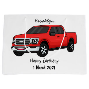 Grand Sac Cadeau Illustration d'une camionnette rouge mou