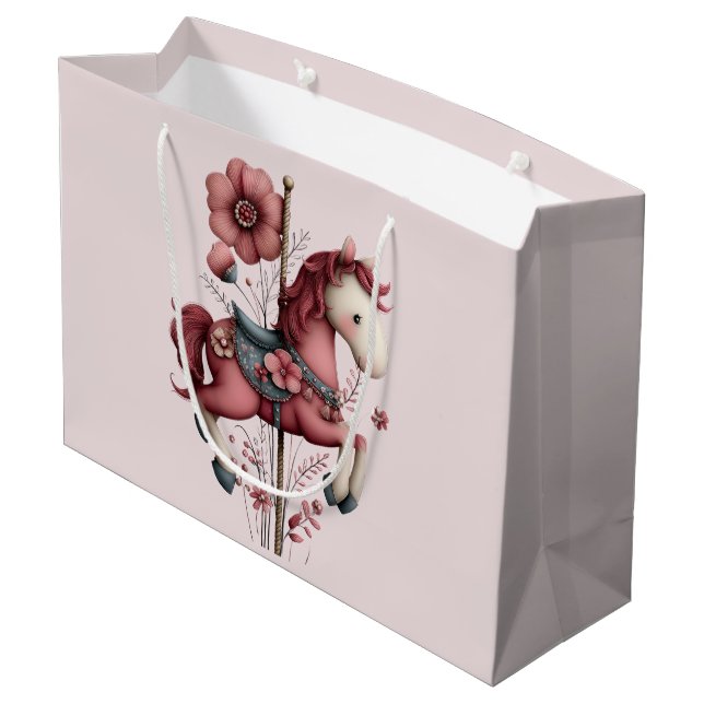 Grand Sac Cadeau Image de cheval de carrousel fantaisiste (Dos Angle)
